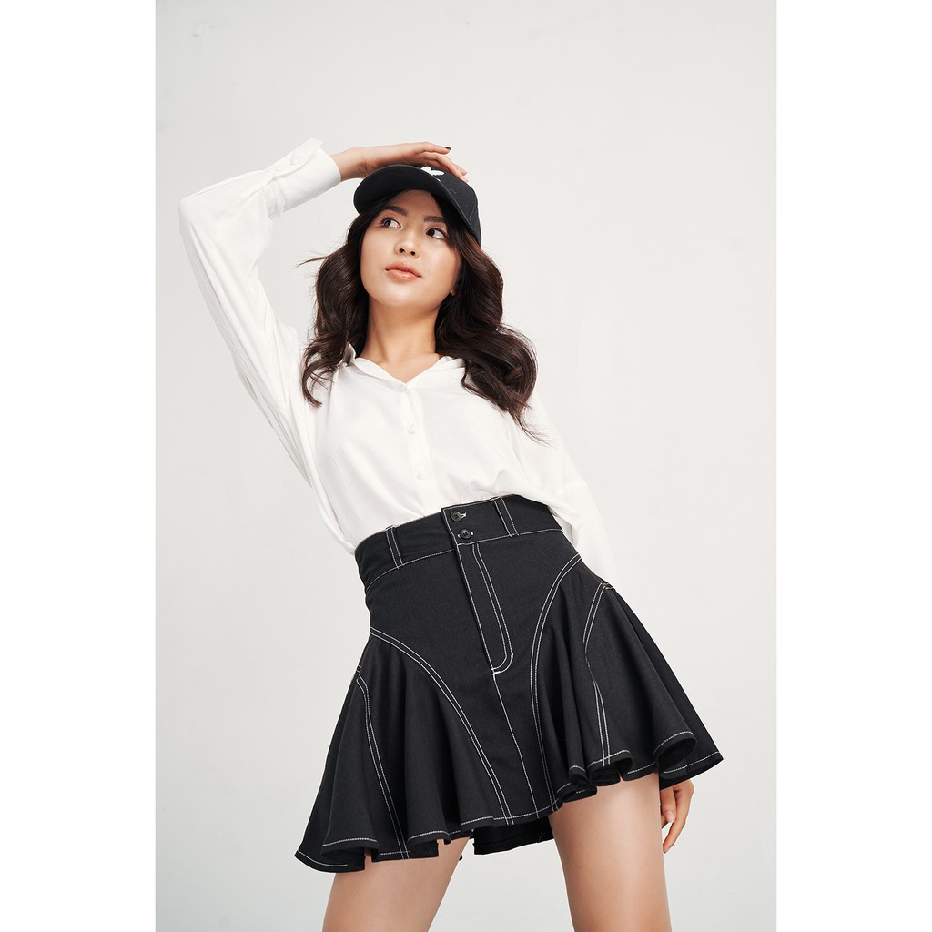 [Mã WABRHI5 giảm 15% đơn 599K] DOTTIE- Chân váy xòe chạy chỉ nổi đen nữ S0043 | BigBuy360 - bigbuy360.vn