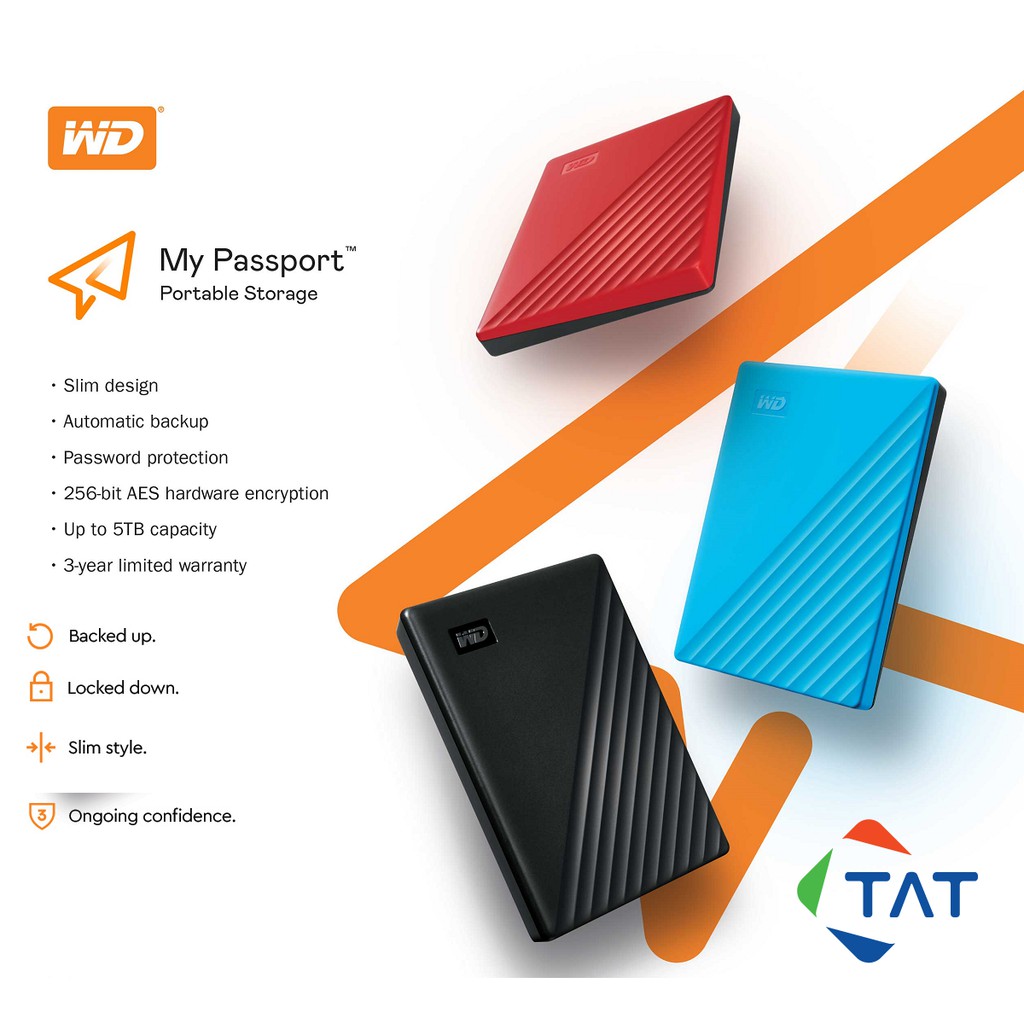 Ổ Cứng Di Động WD My Passport 2TB Chuẩn USB 3.2 Gen1 10Gb/s (Phiên bản mới) Chính Hãng | WebRaoVat - webraovat.net.vn