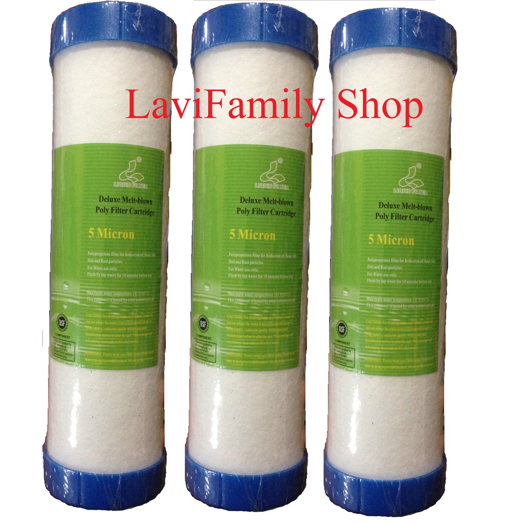 bộ 3 lõi lọc nước số 1- sợi PP 5micro loại có thêm bịt đầu