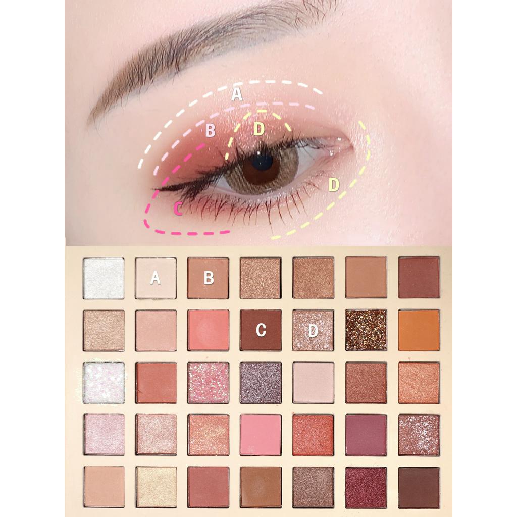 Bảng Phấn Mắt 35 Màu Nhũ Lì Chống Thấm Nước Lâu Trôi