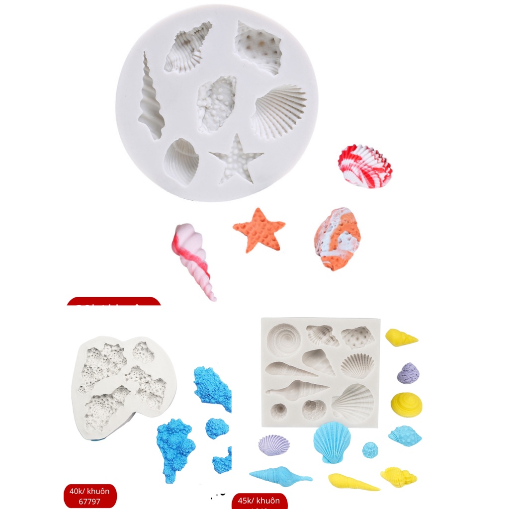 khuôn silicone tạo hình fondant socola hình sinh vật biển các loại