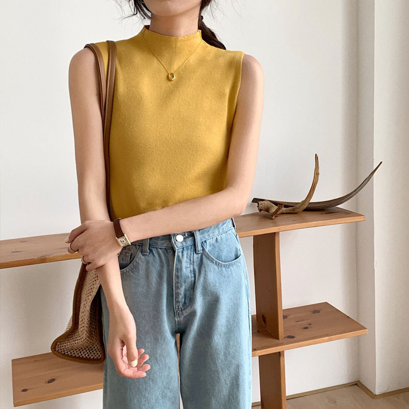 IELGY Áo Len Nữ Không Tay Ôm Dáng Thời Trang Dễ Phối