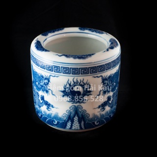 Bát hương thờ cúng Long Phụng men trắng sứ Bát Tràng F10cm