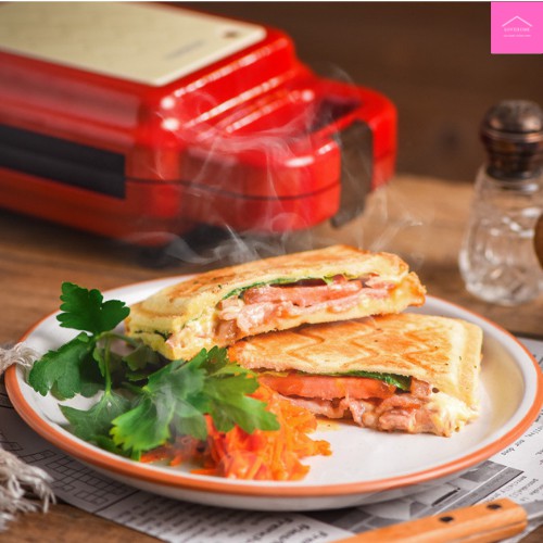 Máy nướng bánh mì Sandwich bánh kẹp đa năng TORSOM gồm 4 bộ khuôn