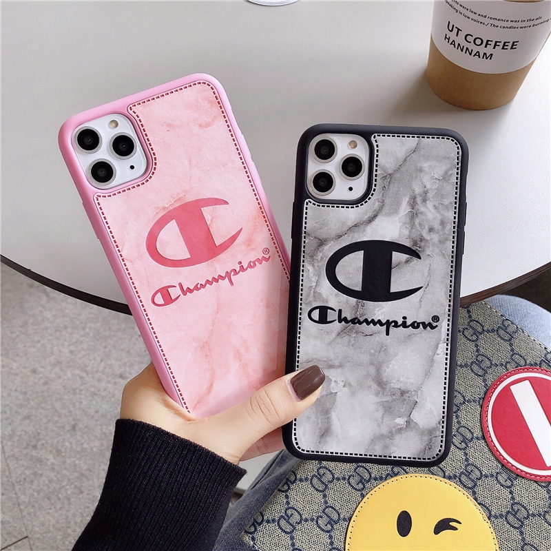 Vỏ PU bằng da mềm Fashion Brand USA Champion  3D PU Leather Shockproof Phone Case IPhone 7 8 6 6S Plus 11 Pro Max XS Max X XR Cover Casing