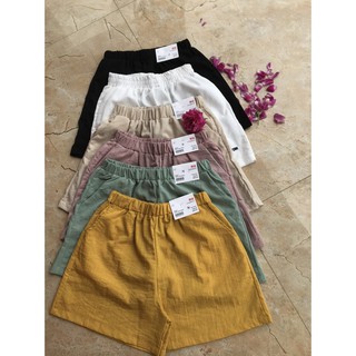 Quần short nữ vải đũi ống rộng