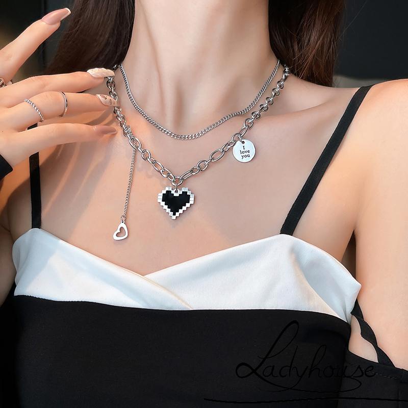 Vòng cổ mặt hình trái tim bằng bạc không gây dị ứng cho nữ