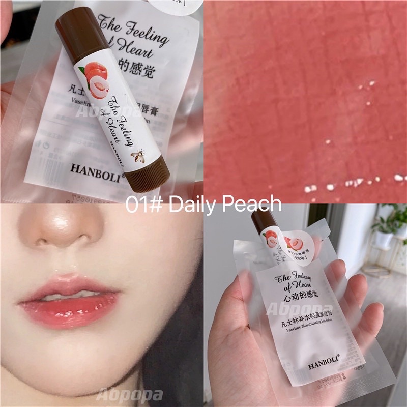 [Hàng mới về] Son dưỡng môi HANBOLI dạng thạch trái cây vaseline màu tiệp da
