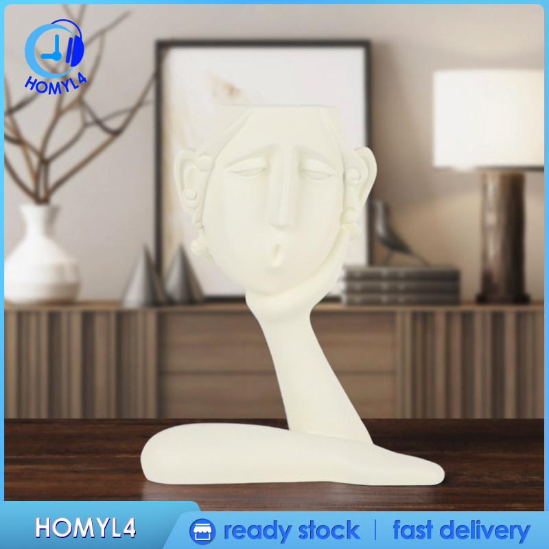 [CAMILA]Human Head Vase Flower Pots Statue Handcrafted Figurines Office Bookself TV Stand Decor Sculptures Collection