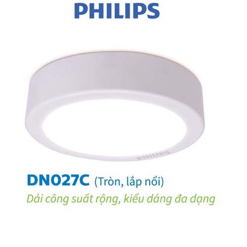 Bộ Đèn Philips LED Ốp Trần tròn lắp nổi DN027C Công suất (11W, 15W, 18W, 23W)