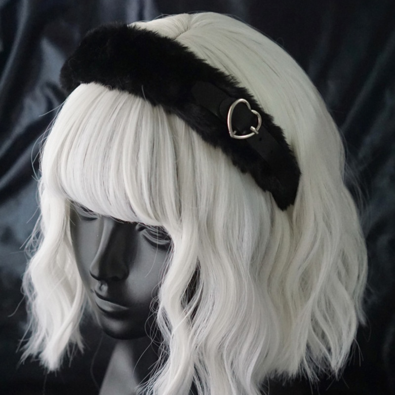 Băng Đô Cài Tóc Bằng Da Phối Lông Phong Cách Gothic Thời Trang Cho Nữ