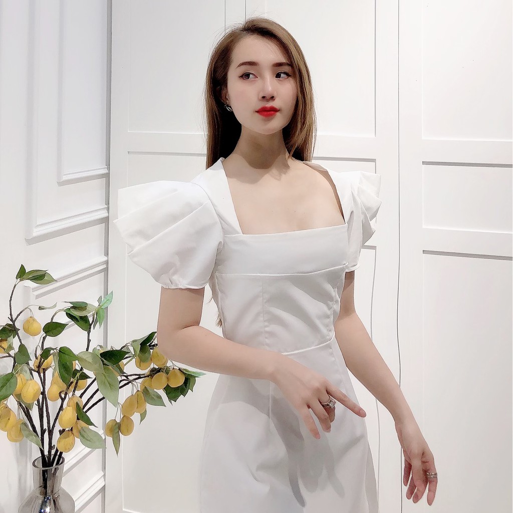 Đầm - Váy Khoét Ngực Tay Bồng Sang Trọng Chất Liệu Thô Mài Cao Cấp Co Thể Mặc Đi Tiệc Được Cho Các Nàng | BigBuy360 - bigbuy360.vn
