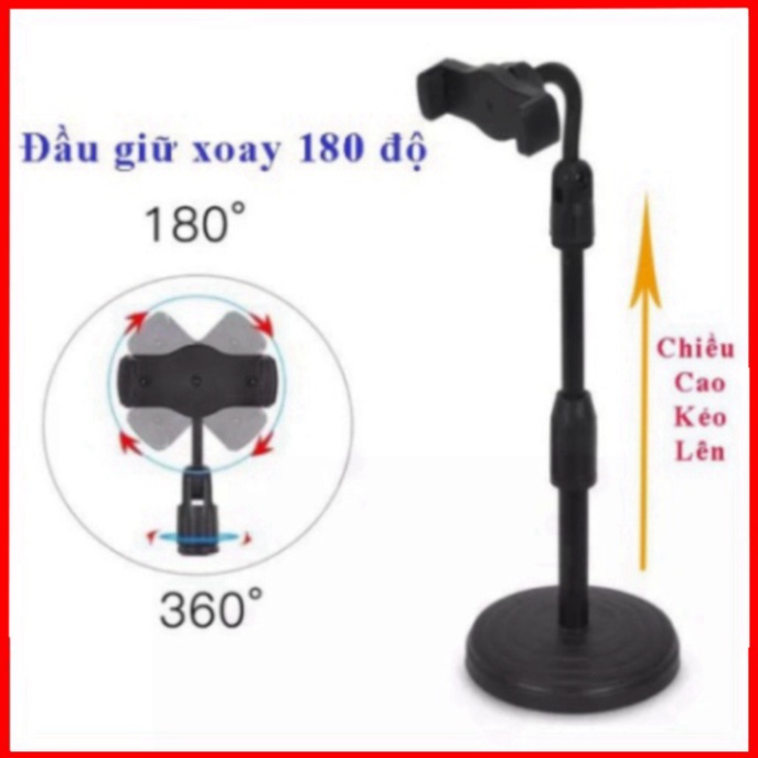 Giá Đỡ Điện Thoại - Kệ Cài Điện Thoại livestream xem video Ổn Định Xoay 360 Độ dùng Quay Phim Ghi Hình tiện lợi.