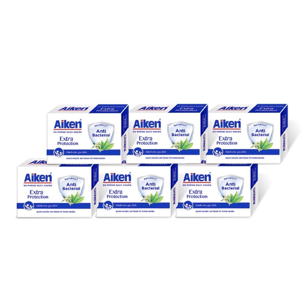 Aiken Combo 6 Xà Phòng Sạch Khuẩn Chiết Xuất Trà Xanh Thiên Nhiên 90G/hộp