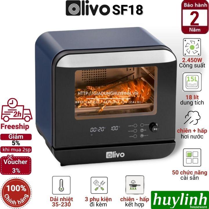 Nồi chiên không dầu - hấp hơi nước Olivo SF18 - 18 lít - 50 menu