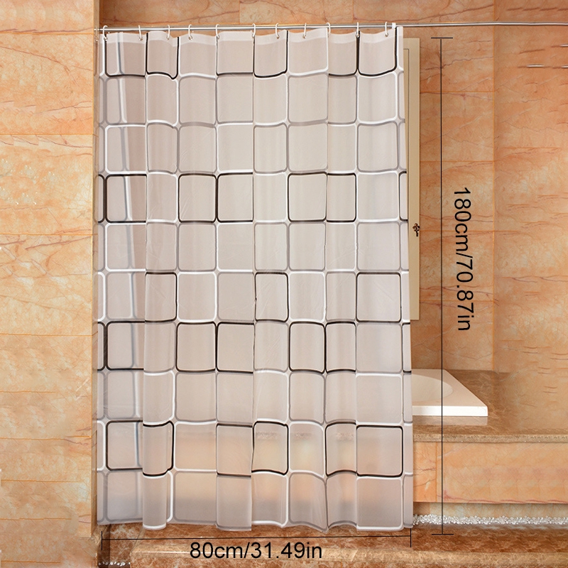 Rèm Che Bồn Tắm PEVA Dày Dặn Chống Thấm Nước Kèm Móc Treo Tiện Dụng