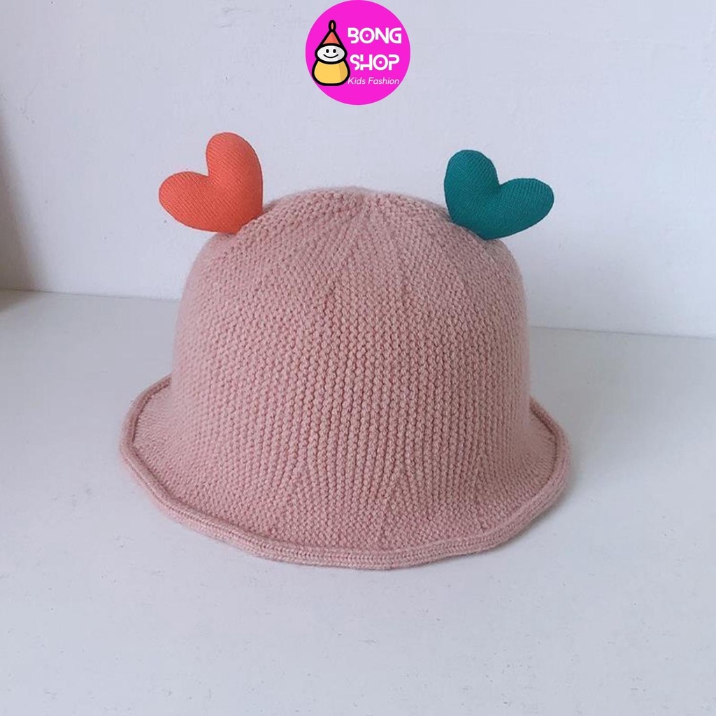 Mũ len trái tim cho bé trai bé gái từ 1-2 tuổi