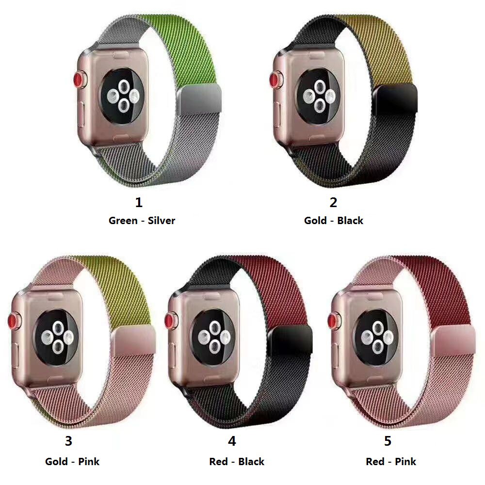 Dây đeo đồng hồ Apple 38/40mm 42/44mm màu kim loại khóa từ tính cho iWatch Series SE 6/5/4/3/2/1