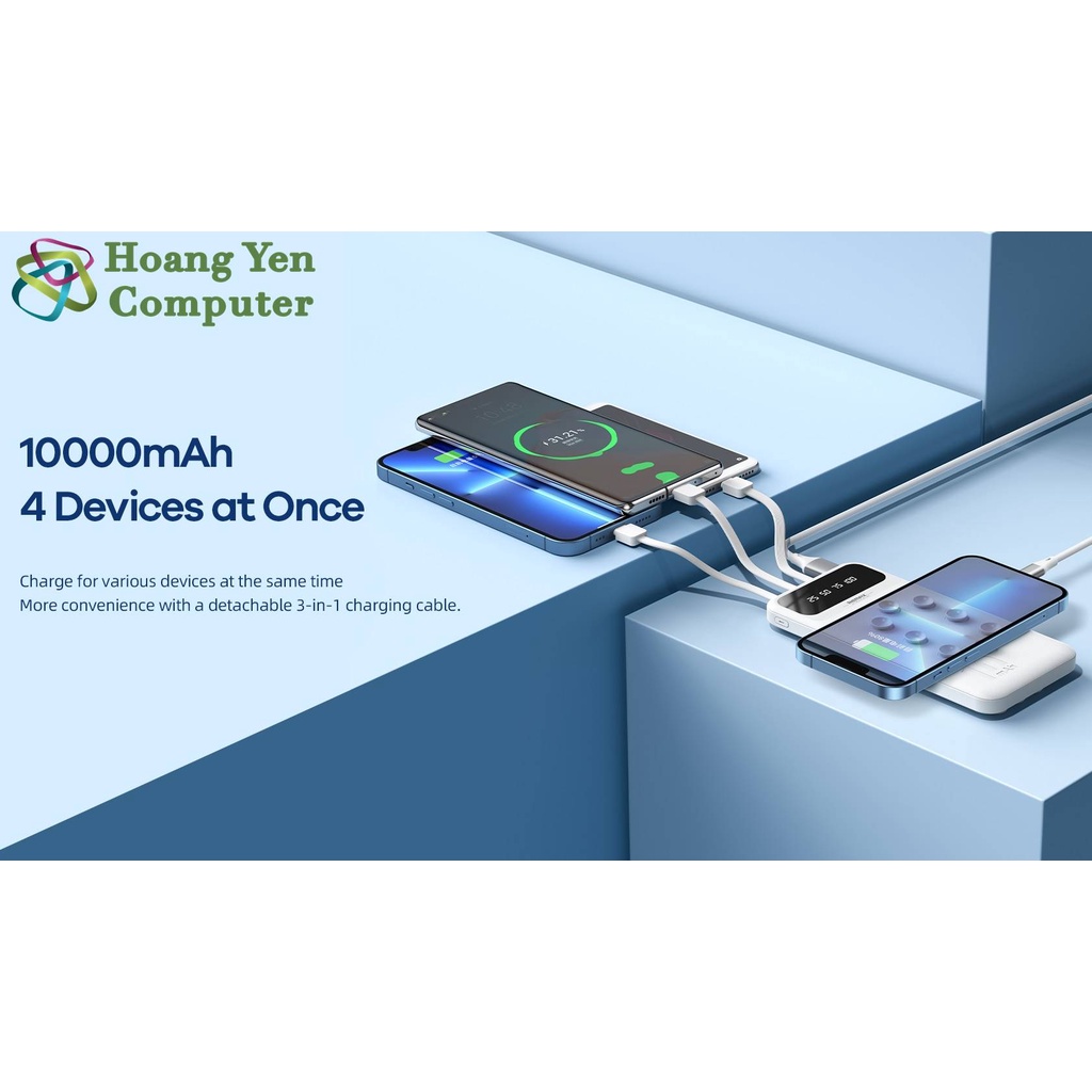 Sạc Dự Phòng Remax RPP-27 10000mAh (Tích Hợp 3 Đầu Cáp, Lỗi Polymer Siêu Bền) - BH 12 Tháng - Hoàng Yến Computer