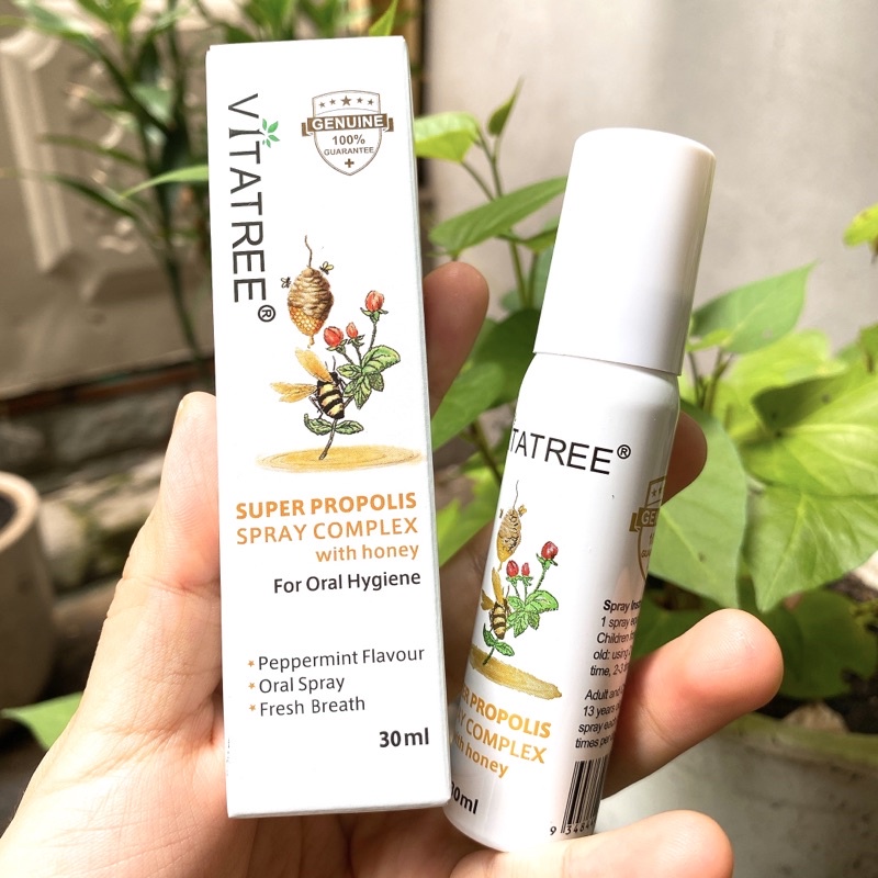Xịt keo ong Vitatree 30ml, Vitatree Super Propolis Spray complex with Honey Úc