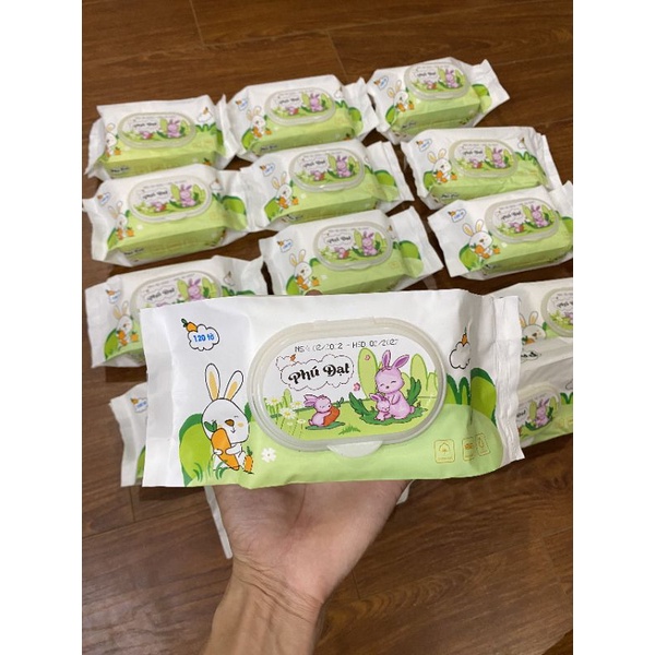 GÓI 120 TỜ KHĂN GIẤY ƯỚT PHÚ ĐẠT HÌNH THỎ