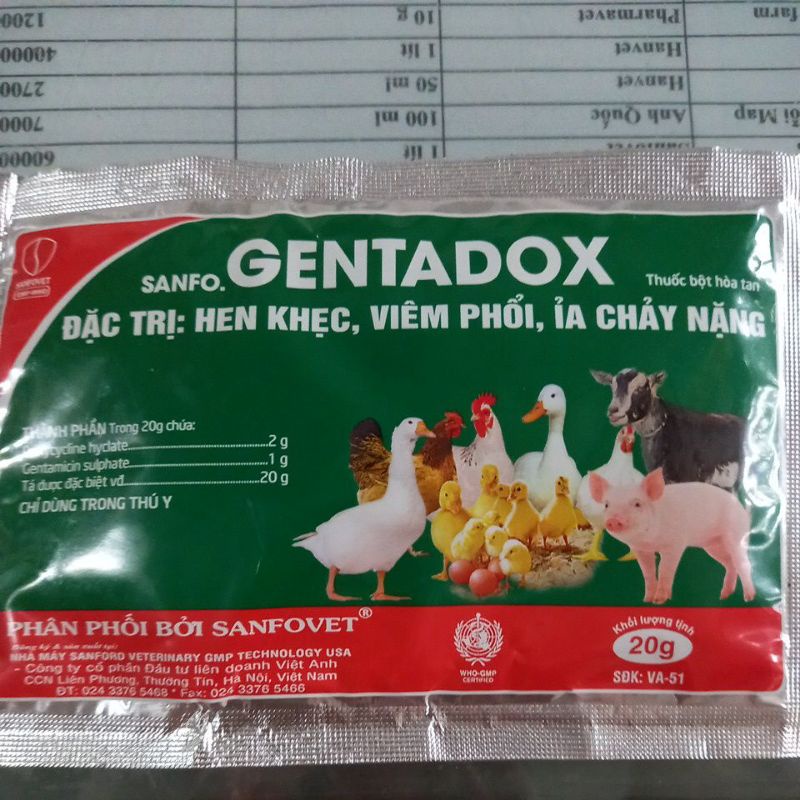 Trị hen khẹc, viêm phổi, ỉa chảy nặng trên gia cầm 20g
