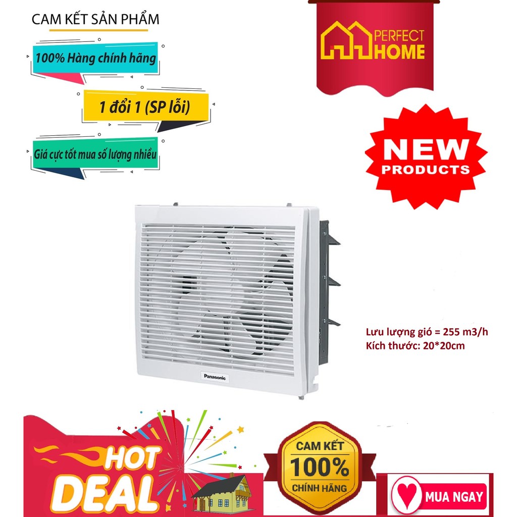 BÃO SALE {Hàng chính hãng} ( Hàng_Chính hãng) Quạt hút gắn tường -một chiều có màn che Panasonic FV-15AUL, lỗ 20cm