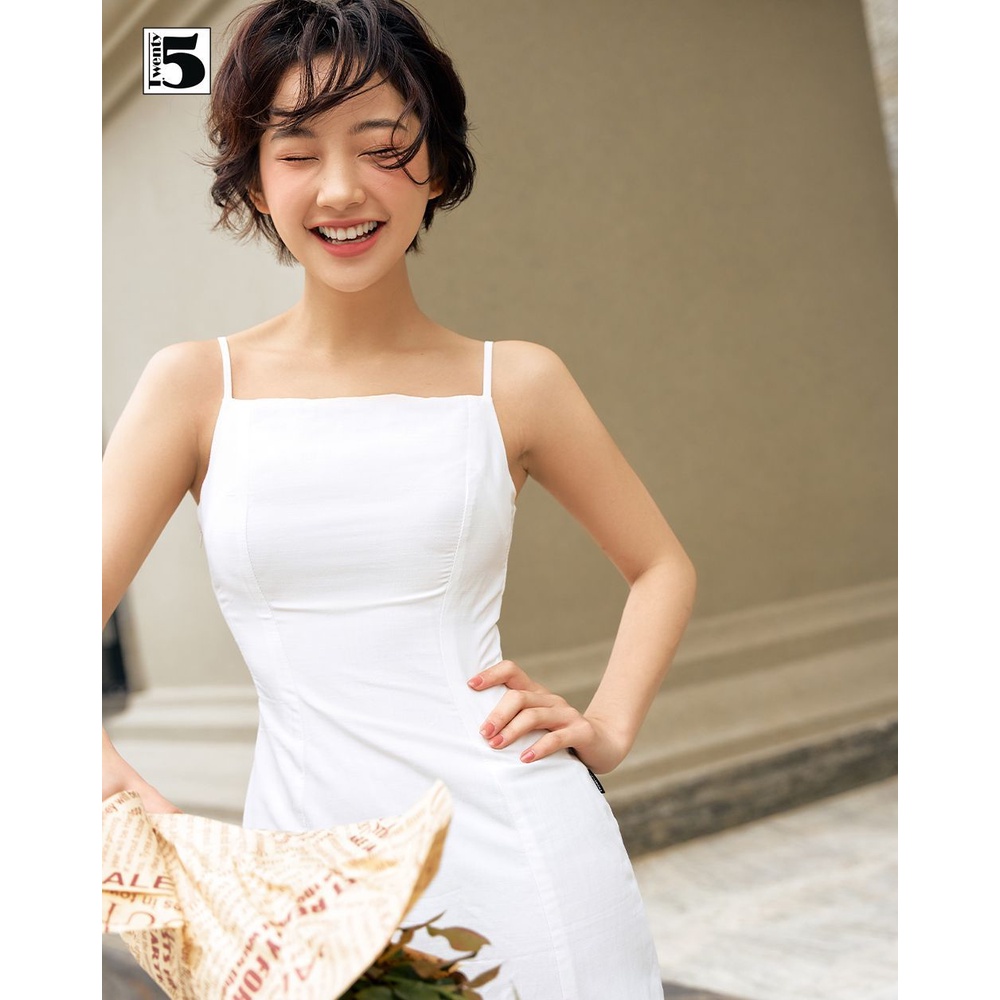 Đầm 2 dây cúp ngực dáng ôm xẻ vạt lệch chất đũi mát Twentyfive N2126