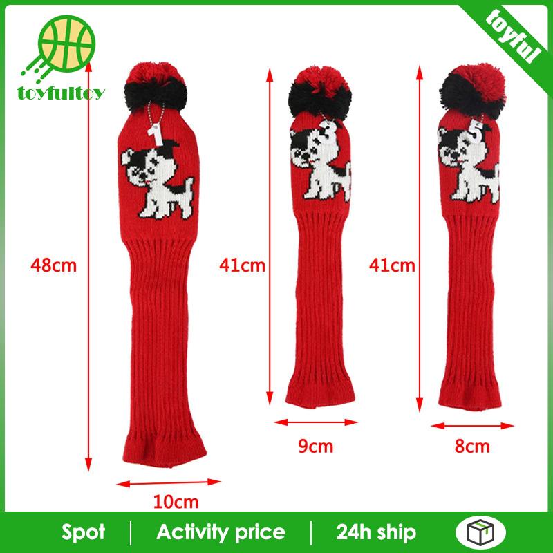Set 3 Vỏ Bọc Đầu Gậy Đánh Golf Dệt Kim Mềm Mại Bảo Vệ Đầu