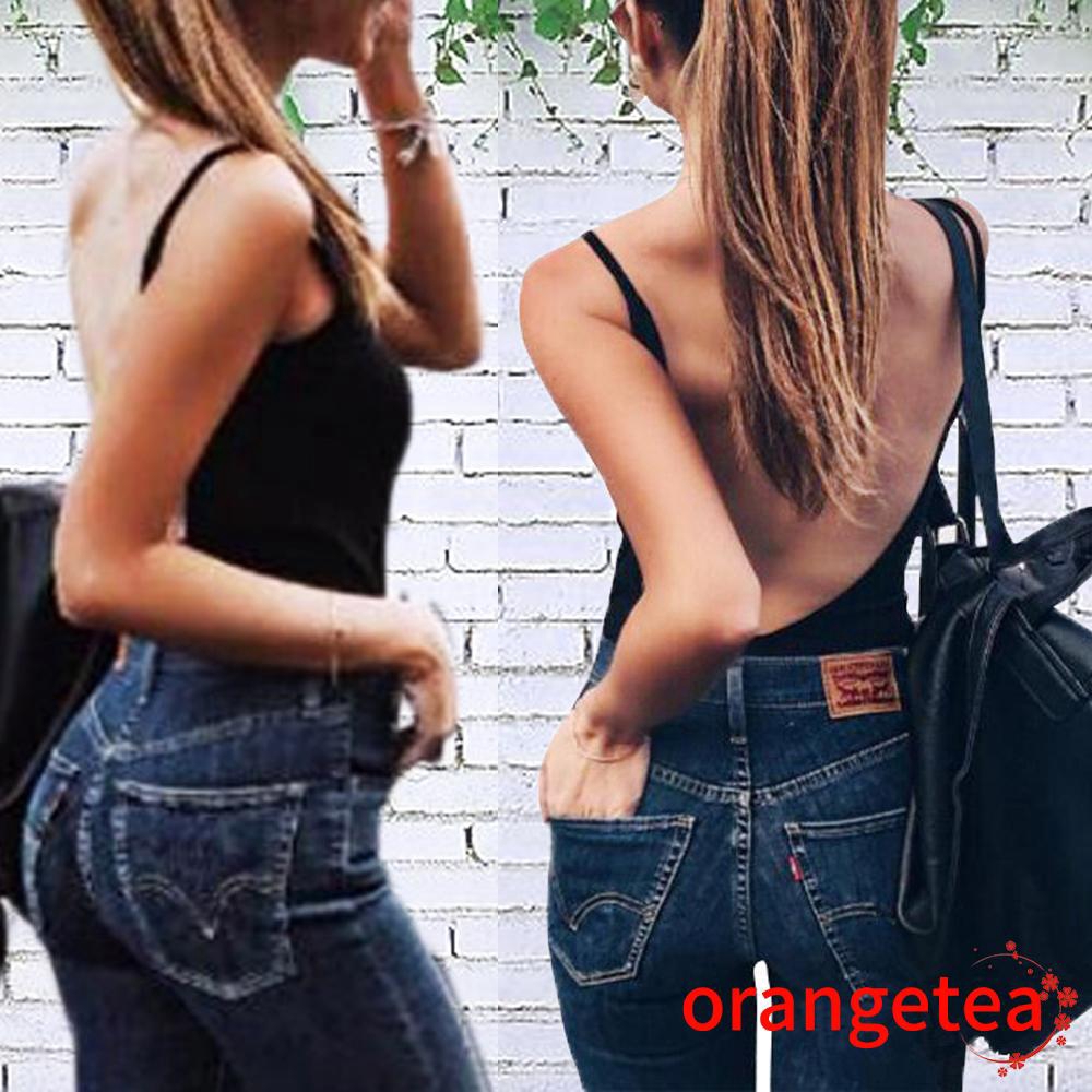 Áo liền quần Sát Nách Màu Trơn Thiết Kế Hở Lưng Quyến Rũ