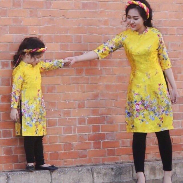 Set áo dài mẹ và bé và áo bé trai