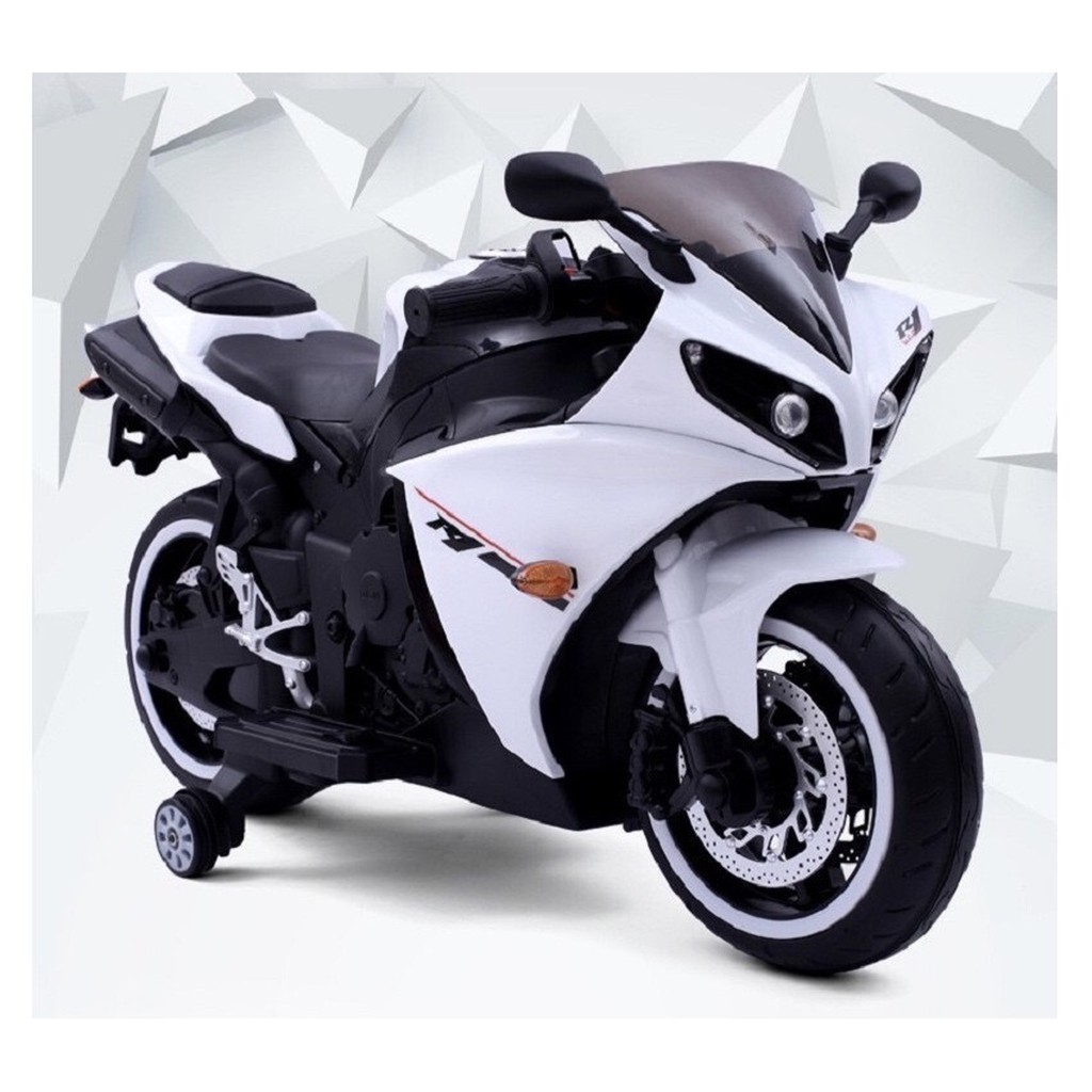 Xe máy điện moto 3 bánh R1 đồ chơi cho bé siêu thể thao 2 động cơ 6V7AH (Đỏ-Trắng)