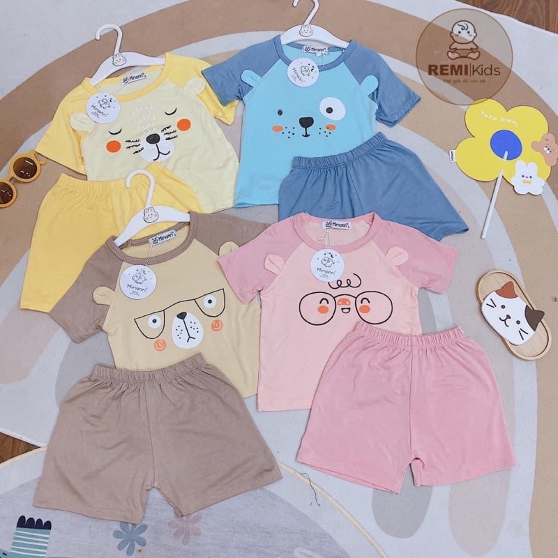 Bộ cộc tay tai thú vải thun lạnh Minky Mom chính hãng ( hàng đẹp)