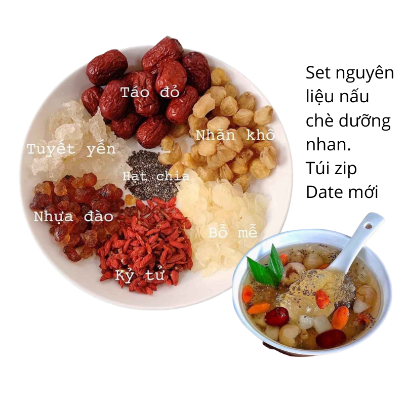 Set Chè Dưỡng Nhan Tuyết Yến 10 vị Nấu 4 người ăn