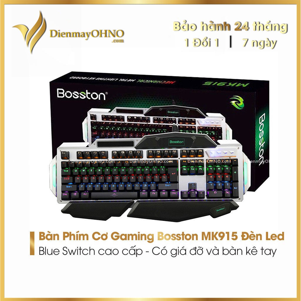 Bàn Phím Cơ Máy Tính GAMING Có Dây LED RGB Đổi Màu BOSSTON MK915 Chính Hãng - OHNO Việt Nam