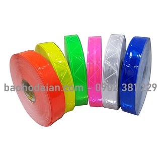 Dây phản quang nhựa W bản 2,5cm*50m - hàng có sẵn 6 màu