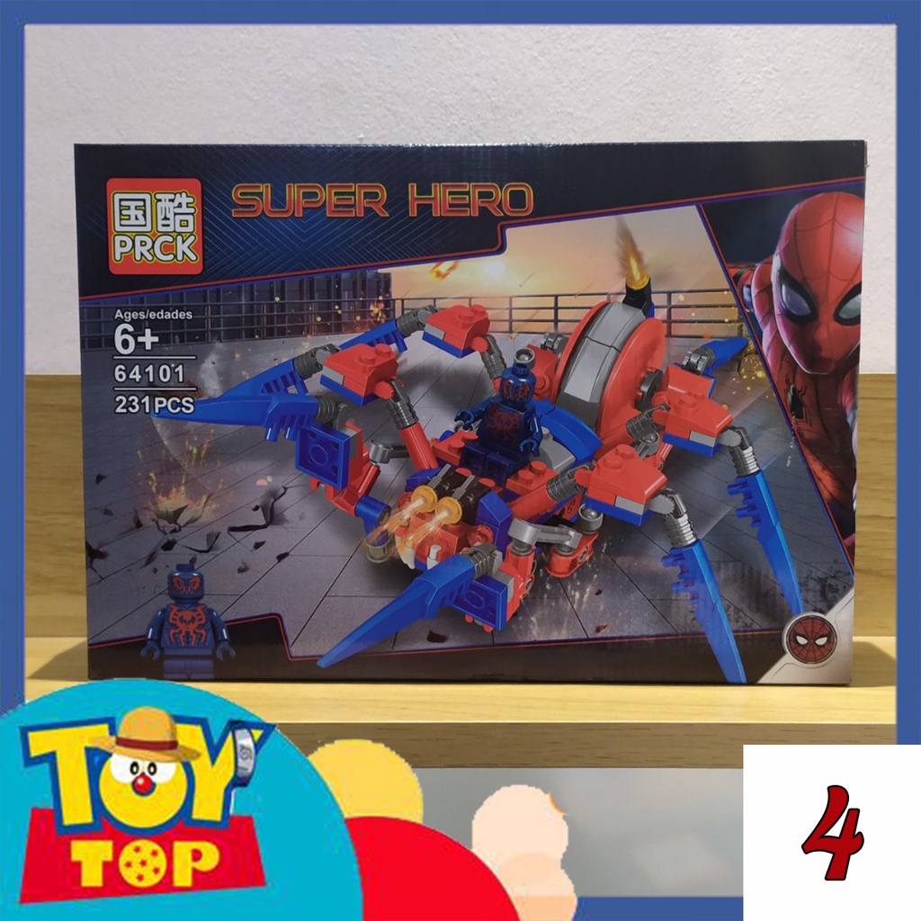 Đồ chơi lắp ráp ghép Spiderman người nhện venom các mẫu xe ô tô, mech robot xếp hình PRCK 64101