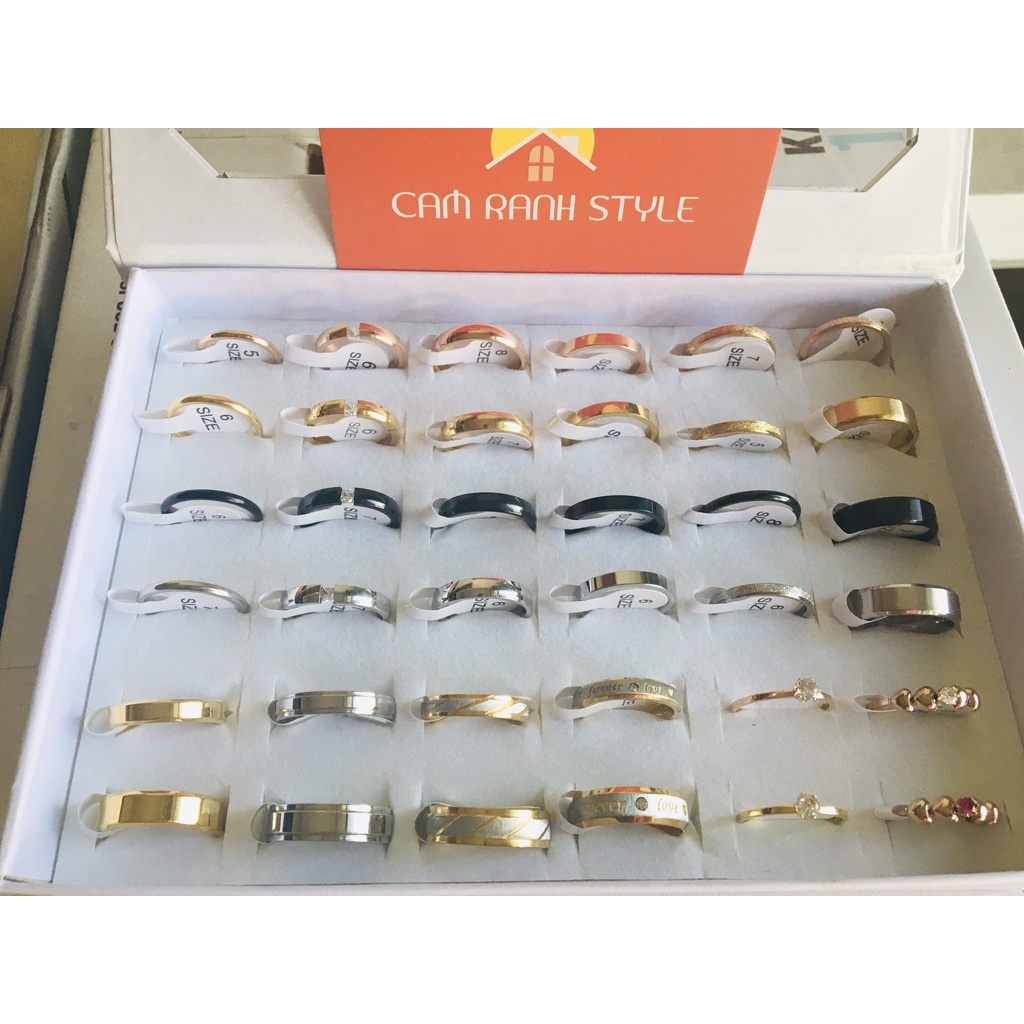 012- Nhẫn cặp đôi forever love, Nhẫn thép không gỉ vàng 4mm 6mm