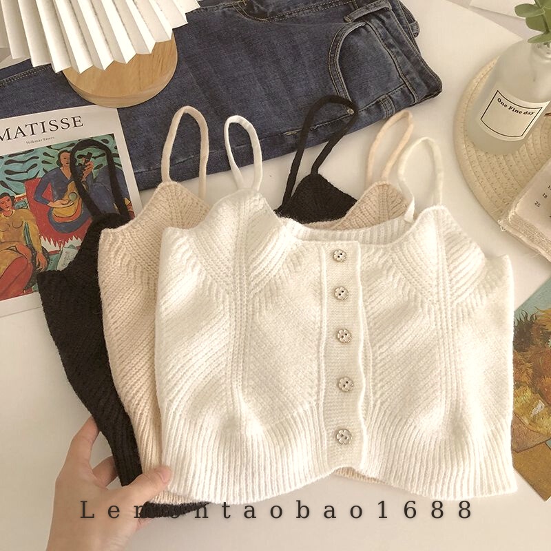 Áo Croptop Chất Len Gân Đẹp Hàng Có Sẵn Lemontaobao phong cách Hàn Quốc