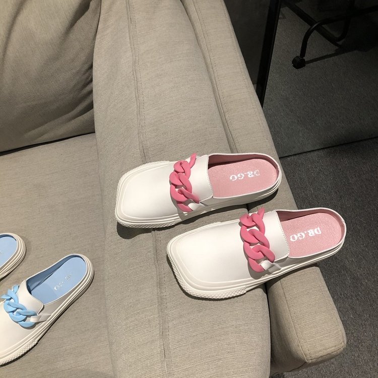 [ Mã 66CBSALE giảm 30K đơn 200K] Dép Ulzzang Quai Ngang Đế Bằng Phối Dây Xích Thời Trang Cho Nữ | BigBuy360 - bigbuy360.vn