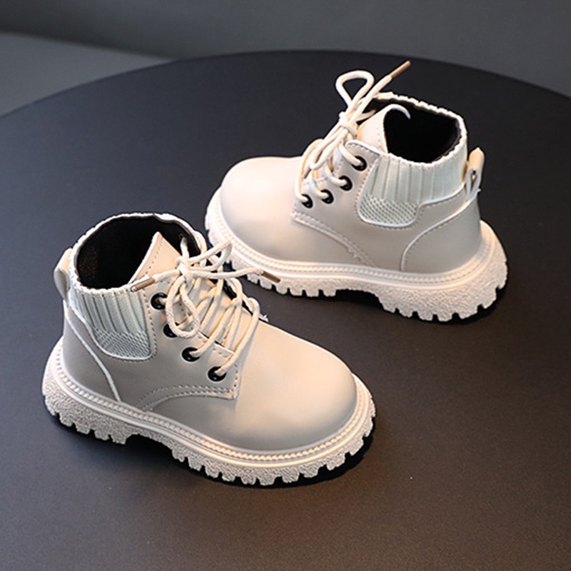 Giày Bốt Martin Cổ Thấp Phối Khóa Kéo Bên Hông Thời Trang Anh Quốc Cho Bé