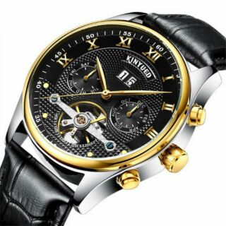💥Siêu phẩm đồng hồ cơ kinyued dây da chạy fullkim
