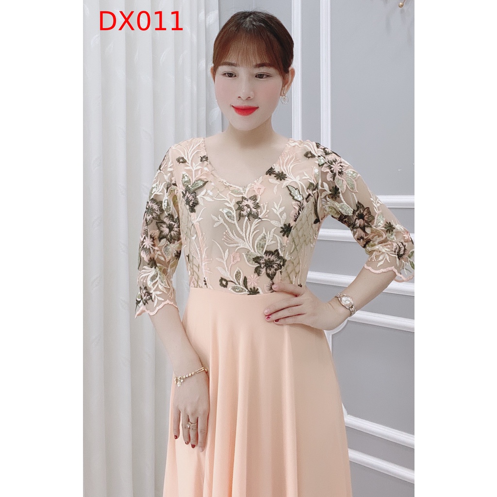 Đầm Nữ Thiết Kế Dạ Hội Đính Hoa Cao Cấp Siêu Hot - Váy Đầm Trung Niên 2022 - DX011