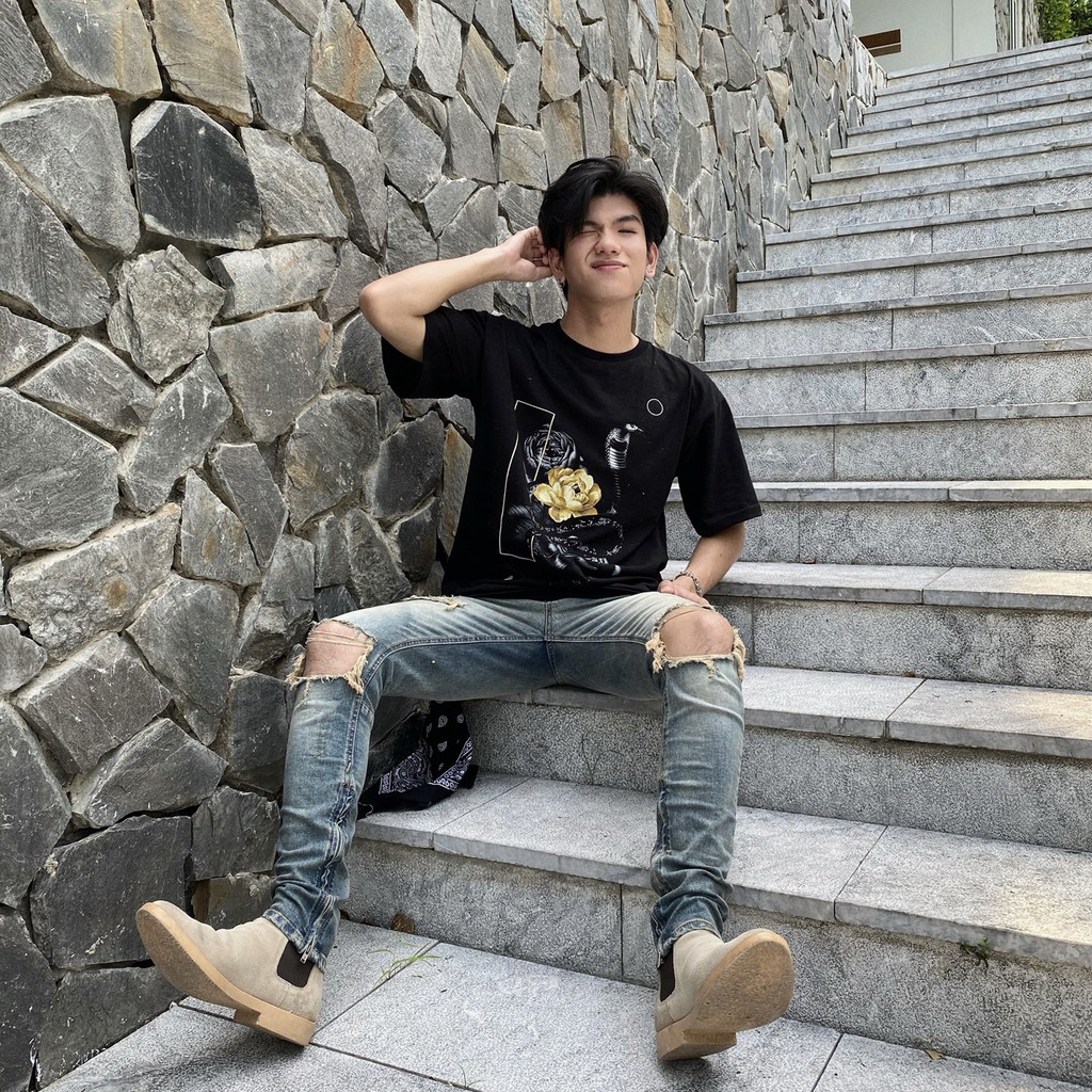 Quần Jean nam rách, quần bò nam đẹp, form slimfit có zip, chất jean co giãn thoải mái, màu wash bụi bậm