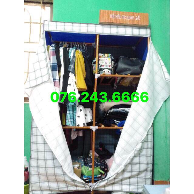[ Bảo hành 24 tháng ] Tủ vải khung gỗ 2 buồng Việt Nam