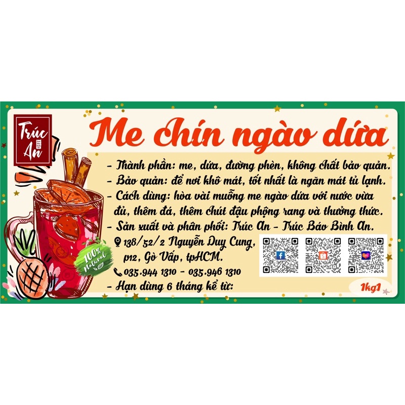 [HOẢ TỐC - CHUYÊN SỈ] Me chín ngào dứa 1kg1 (me đá hạt mềm, me ngào đường khóm) thơm ngon date mới