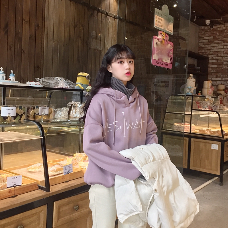 Áo khoác hoodie cổ lọ lót nhung giả nhiều lớp thời trang mùa đông | BigBuy360 - bigbuy360.vn