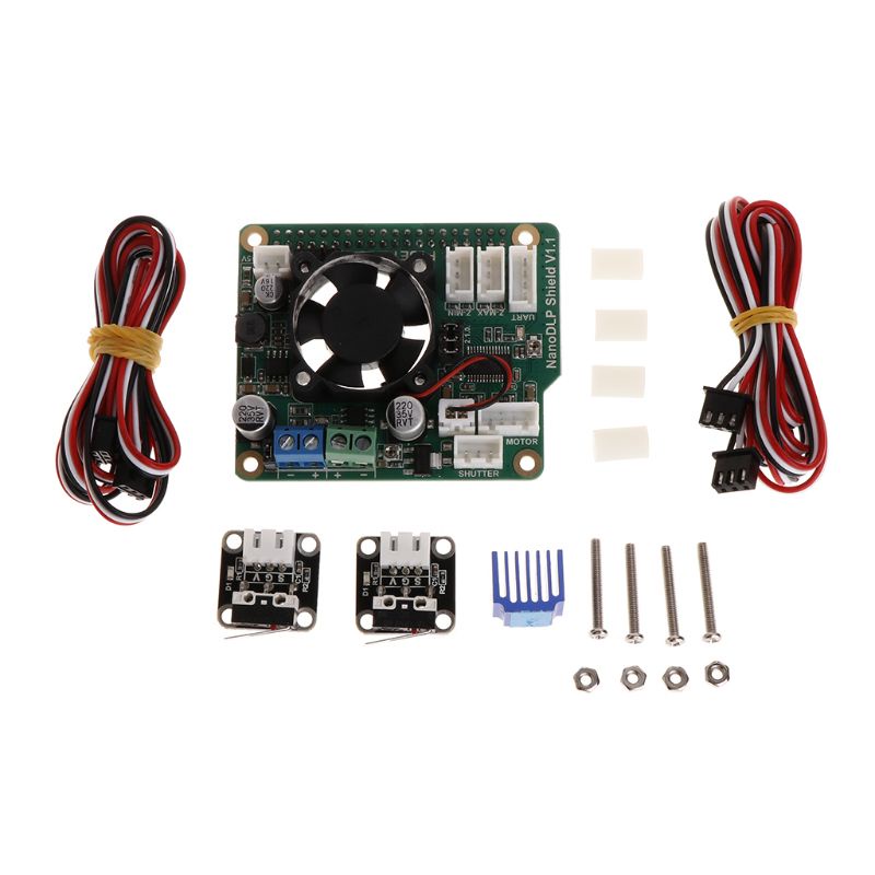 Bảng Mạch Mở Rộng NanoDLP Shield V1.1 + Công Tắc Giới Hạn + Tản Nhiệt Cho Raspberry Pi 3B