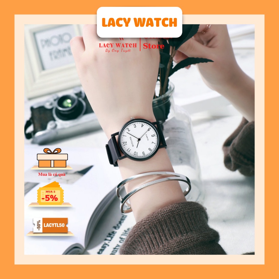 Đồng hồ nữ LaCy Watch đồng hồ thời trang dây cao su mặt tròn cọc số Arabic đồng hồ đeo tay trẻ trung năng động DHDG0007
