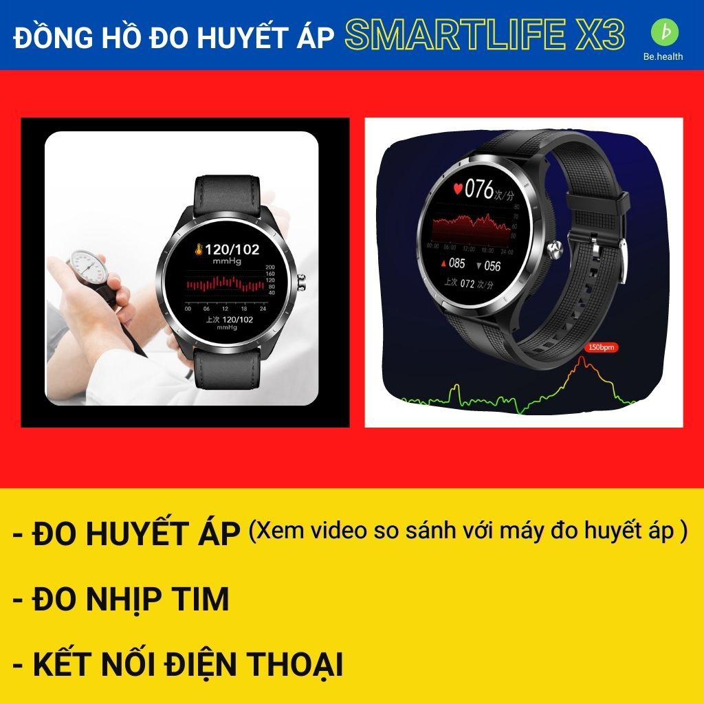 Máy đo huyết áp , đồng hồ đo nhịp tim , huyết áp , smartlife x3 [độ chính xác]